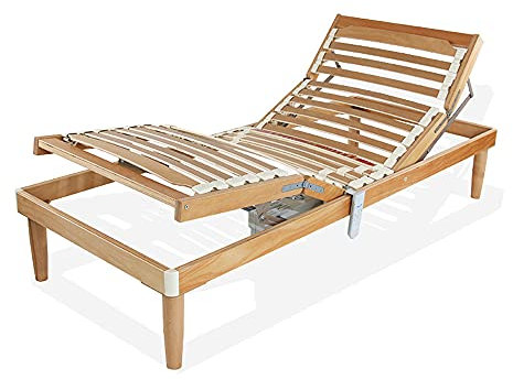 Somnus SANA Rete Ortopedica in Legno di Faggio 120x190 per Piazza e Mezza 24 doghe Alzata Elettrica h37cm