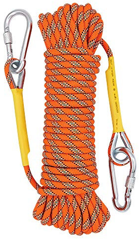 X XBEN Multi-use 8mm 20m Outdoor Rope Home Emergency Escape Ropes, Orange Multifunctional Cord Safety Rope for Magnetic Fishing Hiking Caving Camping