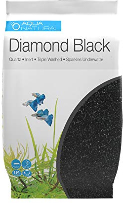 Aqua Natural Diamond Black Quartz 20lb, Premium Gravel and Substrate for Aquariums, Fish Tanks and terrariums