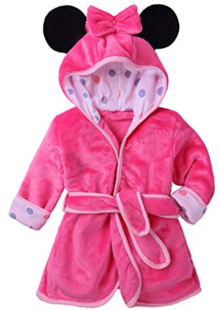 Peignoir de bain pour bébé garçon et fille en polaire corail doux multicolore avec capuche (Taille : 1-2 ans, couleur : rose)