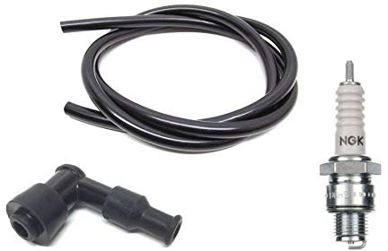 Zündkerzenstecker Zündkabel & Zündkerze B6HS - Wasserdicht 90° Grad passend für Hercules Prima M 2 3 4 5 S, Kreidler Flory MF12 MF13 MF, Puch Maxi S N, Zündapp C CS GTS 50 - Mofa, Moped & Mokick