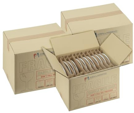 IMBALLAGGI 2000-3 Scatoloni per Trasloco Piatti - Scatoloni 40x30x30 cm - 3 Pezzi - Ogni Scatola Contiene 12 Piatti Piani o Fondi - Rinforzate Doppia Onda - Imballaggi per Spedizione e Trasloco