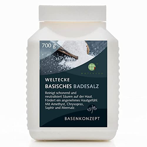 Weltecke Basisches Badesalz 700 g | Basen-Bad zur Entgiftung & Entsäuerung | Made in Germany | 100% vegane Haut-Pflege | Perfekt für ein Vollbad, Sitzbad, Fußbad oder Handbad | Wellness-Badesalz