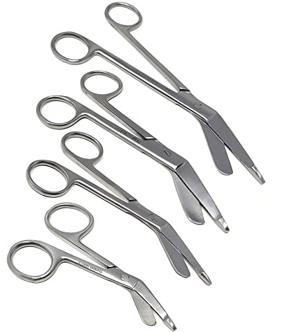 Lister Bandage Scissors Nurse Vet Tech Gift - Made of Stainless Steel - First Aid, Med Students For Cutting Gauze, Tape, Clothing Bandages, Vet Wrap Adhesive Removal (Silver - 3.5+4.5+5.5+7.25)