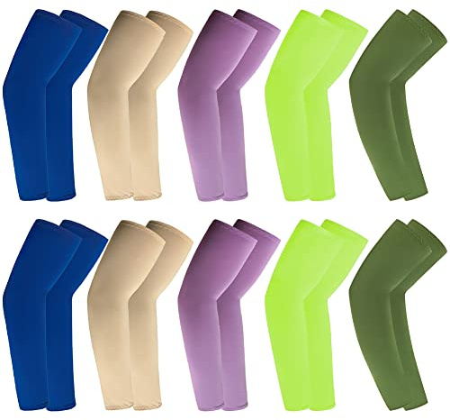 10 pares de mangas de brazo anti-UV, suaves, transpirables, protección solar, antebrazo, mangas de brazo unisex, mangas de compresión para cubrir los brazos para exteriores, ciclismo, conducción