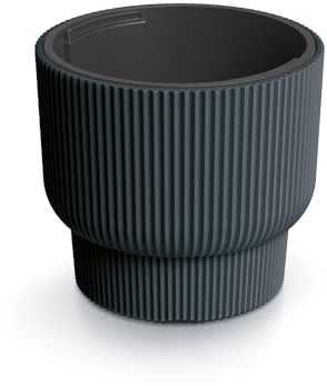 Tymar Vaso da fiori con inserto, vaso da fiori in plastica, fioriera, vaso per piante grande(DBMLR Antracite,ø 30 cm)