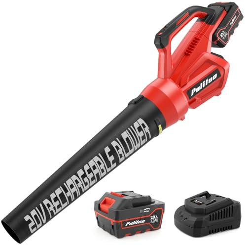 Leaf Blower Cordless with 4000 mAh Battery, 200 KM/H Powerful Garden Blowers, 20V Electric Blower, 22500RPM, 2 Speeds, Lightweight Battery Leaf Blower for Leaves, Grass, Snow, Dust Cleaning