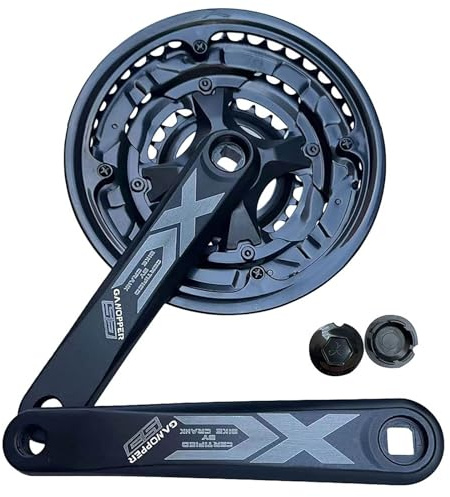 GANOPPER 152mm Mountain Bike Cranksets Square Taper MTB Crankset 8s Triple Crank Set 18 21 24 Speed Bicycle Chainset 152 with Chainwheel Bash Guard