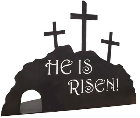 Statuetta tombale di Pasqua, set scena resurrezione di Pasqua, scena pasquale tomba vuota, tomba vuota in legno, decorazione statua in legno Gesù Natività Cristo, ornamento statua croce per ufficio ta