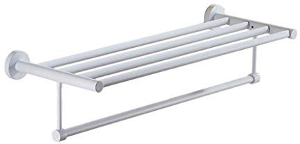 Genérico ToalleroPorteServiettes Mural, PorteServiettes Double Toilettes Salle Bain, étagère Rangement PorteServiettes Blanc en Acier Inoxydable
