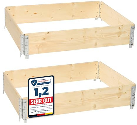 Garronda Potager surélevé en Bois Naturel 120x80x20 cm pour Jardin – Jardinière rectangulaire 2 piècespour Plantes, Fleurs, légumes et Herbes - Bac Potager en Bois GD-0075, Naturel