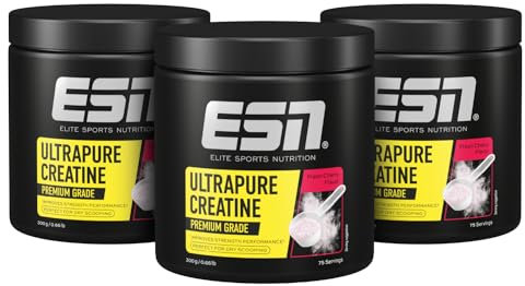 ESN Ultrapure Creatine Monohydrate, 3 x 300 g, 225 Portionen, Fresh Cherry, Creatin Pulver, mikrofein & optimal löslich, vegan - made in Germany