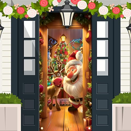 MytaYt Weihnachten Tür Abdeckung Dekoration Weihnachts Tür Hanging Banner Weihnachtstür Cover für Haustür Weihnachtsmann Hintergrund Banner Weihnachtsdekoration für die Haustür 90 * 200 cm