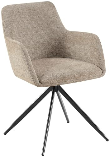 CLP Esszimmerstuhl drehbar Olema Stoff, 180° schwenkbarer Sessel mit Armlehne und Rückenlehne, pflegeleichter Stoffbezug, Farbe:Taupe