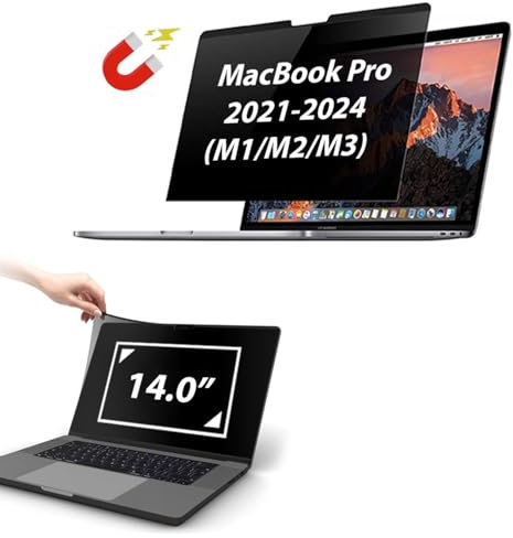 AJPARTS UK Magnetic Privacy Screen Filter for Mac book Pro 14 inch (2021-2023, M1, M2,M3), Removable Easy On/Off Anti Blue Light Glare Laptop Privacy Screen, Compatible with Mac Pro 14 Laptop