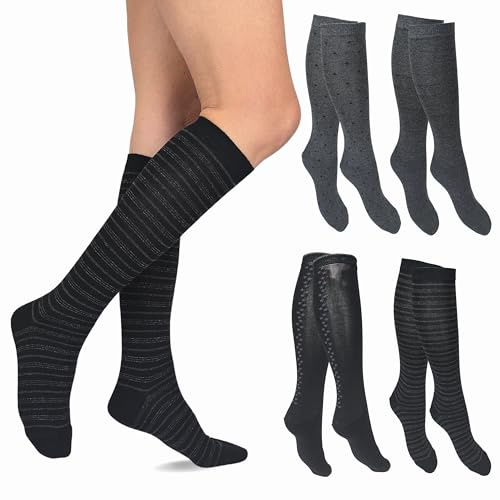 LEON D'ORO Calze Lunghe Donna Caldo Cotone, Gambaletto Donna Termico 4 Paia Moda Made in Italy (IT, Testo, Taglia unica, Regular, Regular, ASS3 4 Paia)