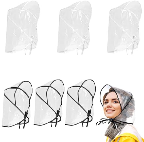VireEyU Pack de 6 Sombreros de Lluvia Transparentes – Protección Impermeable de Plástico,Ideal para Peinados,Sombrero de Lluvia Universal para Hombres y Mujeres,Práctico y Cómodo para Clima Lluvioso