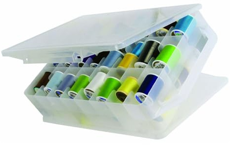 Himilucky Scatola organizer da cucito, 46 scomparti, in plastica portatile su entrambi i lati, per filo da cucito, filo da ricamo, artigianato e piccoli giocattoli