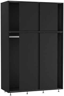 URBNLIVING 6-Door Sliding Wardrobe, Modern Freestanding Bedroom Storage with Smooth Sliding Doors, Adjustable Feet & Hanging Rail - Spacious & Stylish Closet for Organised Living