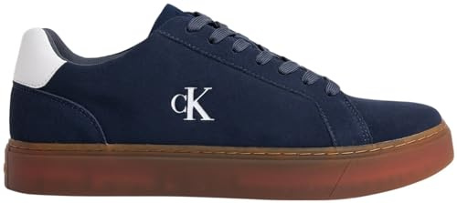 Calvin Klein Uomo Sneakers con Suola Preformata Classic Laceup in Pelle Scamosciata, Blu (CK Navy/Bright White/Gum), 42