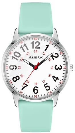Asan Ge Green Watches for Women, Fashion 3ATM Waterproof Minimalist Lightweight Easy-to-Read Analog Silicone Watch Suitable for Daily Work, Leisure, Outdoors