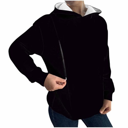 HAOLEI Incinta Allattamento Felpa Donna Manica Lunga Allattamento Camicia maternità Moda Maglione Caldo per L'Allattamento al Seno Top Allattamenti in Pile Felpa Premaman Loungewear al Seno