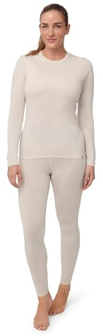 DANISH ENDURANCE Maglia e Pantaloni Termici Donna, Completo in Lana Merino Premium per Sci, Trekking, Bianco Sporco, S