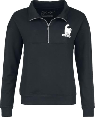 Simon' s Cat Meow - Troyer Donna Felpa Nero 80% Cotone, 20% Poliestere Regular