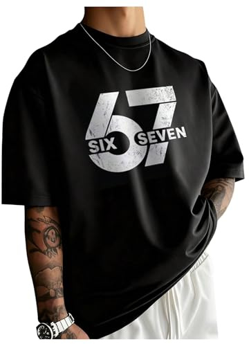 SOLY HUX Men's Summer Number Graphic Tees Short Sleeve Crew Neck Y2k Jersey Shirt Casual Streetwear Tops Black Letter Large