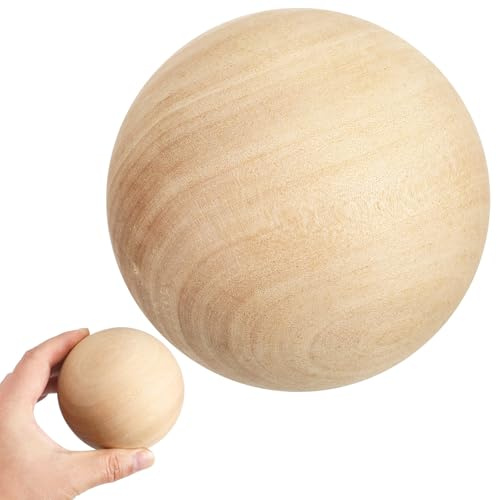 Mikikit Palla di Legno Rotonda Solida da 9cm Bordi Levigati per Fai da Te, per Progetti di Pittura e Decorazioni Artigianali a Mano