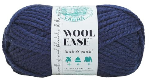 Lion Brand Yarn (1 Skein) Wool-Ease Thick & Quick Bulky Yarn, Navy