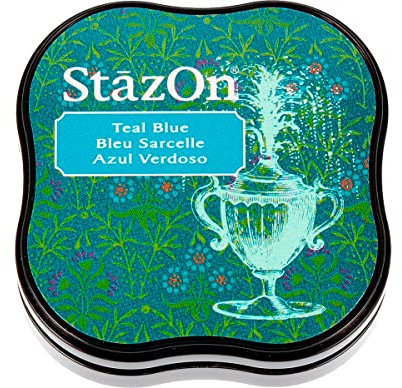Tsukineko StaZon Midi Stempelkissen, Aquamarin Blau, Synthetic Material, Tuerkis, 5.4 x 5.4 x 2.2 cm