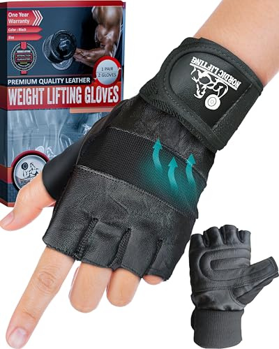 Nordic Lifting - Guantes de levantamiento de peso con apoyo para muñeca de 30.48 cm, para gimnasio, Entrenamiento, CrossFit, halterofilia, Fitness y entrenamiento mezclado, los mejores para hombres y mujeres, accesorios y equipo de alta calidad, small