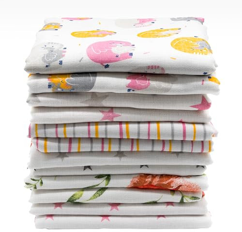 Clevere Kids Mulltücher 10er Pack | Jungs oder Mädchen | 70x80 | OEKO-TEX | made in EU (Set Mädchen bedruckt)