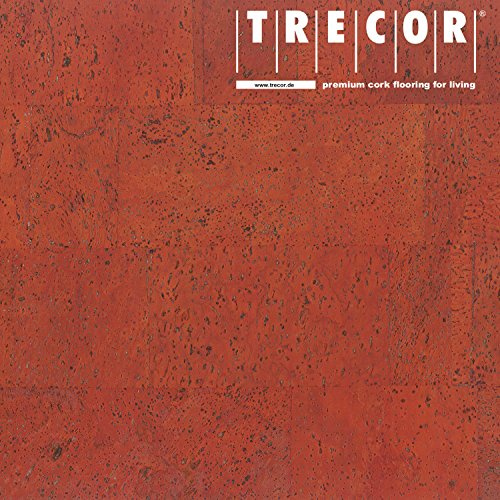 TRECOR Korkgolv SIENA – korkfärdig botten med CLIPEX klicksystem finns i 24 färger med keramisk häl/reptålig yta – format: 900 x 300 x 10 mm (korallröd)