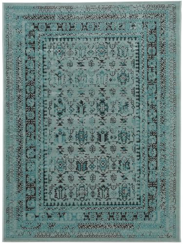 benuta Nest Teppich Antique - Kunstfaser - Outdoor geeignet - Rechteckig & im Style: Bordüre, Vintage, Orient Style - Pflegeleicht für Wohnzimmer Schlafzimmer | Türkis | 120x170 cm