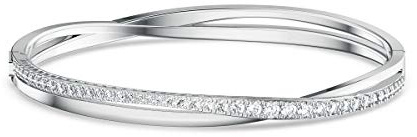Swarovski Brazalete Twist, Blanco, Baño de rodio