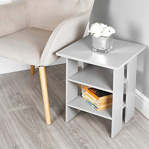 URBNLIVING 2 Tier Wooden Modern Side End Table (Grey)