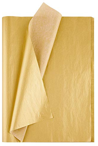 MIAHART 50 hojas de tejido dorado metálico de 20 x 14 pulgadas para envolver regalos, papel a granel para envolver accesorios para envolver para manualidades con flecos, confeti de relleno triturado