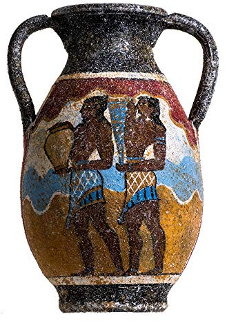 BeautifulGreekStatues Ancient Greek Minoan Anfora Portavasos hecho a mano de cerámica Jarrón mediano