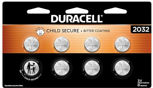 Duracell 2032 Lithium Battery, 8 Count (Pack of 1), Child Safety Features, Compatible with Key Fob, Tea Light Candles and Other Devices, CR2032 Battery