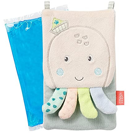 Fehn 054651 Pulpo térmico para frío/calor, funda de tela con compresa fría/caliente extraíble, para bebés y niños pequeños a partir de 0 meses, talla: 16 x 10 cm
