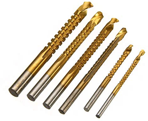 JUN-STORE CMM-D 6pcs HSS Titanium Coated Drill Bit Set Hole Cutter Cutting Carpenter Hex Shank Drill Bit 3-8mm