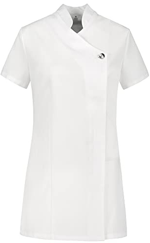B-well Marcella Blouse Estheticienne Professionnelle Tenue Estheticienne Professionnelle pour esthéticienne, coiffeuse, masseuse, physiothérapeute, Bouton et Fermeture Éclair, Blanc, XL