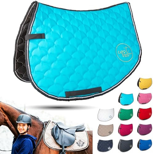 EQST Baumwolle Schabracke 2.0 Öko-Sattelunterlagen | 4 Größen: Pony, Vielseitigkeit, Springen, Dressur | Sattelpad für Pferd und Pony, Pferde-Reiten (Pony, Türkis)