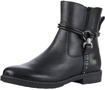 MARCO TOZZI Damen Stiefeletten ohne Absatz aus Leder Flach, Schwarz (Black), 38 EU