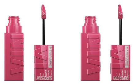 Maybelline New York flüssiger Lippenstift, Liquid Lipstick mit 16 Stunden Halt und glänzendem Finish, Super Stay Vinyl Ink, Nr. 20 Coy, 4,2 ml (Packung mit 2)