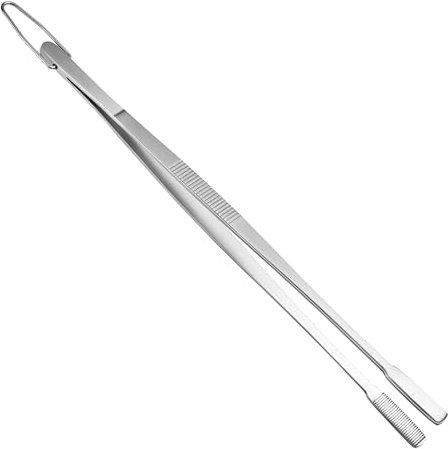 Pinza per pinzette da 30 cm, in acciaio inox alimentare per cucinare, arrostire, afferrare piccoli oggetti, dessert, grigliare (12, 1 pezzo)