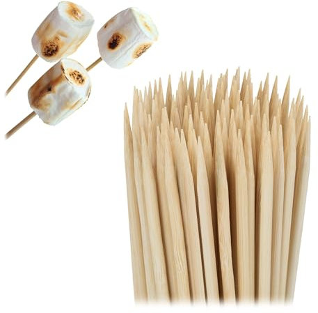 Relaxdays Spiedini in Legno, Set 500 Spiedi da 40 cm per Salsicce, Griglia e Barbecue, Attrezzo BBQ, bambù, Naturale