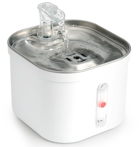 Happy & Polly Fuente de Agua para Gatos: Dispensador Automático de 2L para Mascotas, Fuente Silenciosa con Bomba y Sistema de Filtración, Bebedero Tipo Grifo para Gatos y Perros 24/7